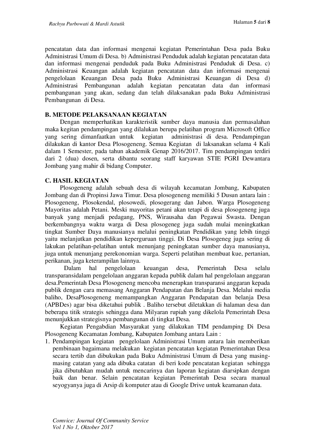 juris Pelatihan Microsoft Office Sebagai Upaya Peningkatan Kemampuan Aparat Desa Dalam Pelaksanaan Tugas Administrasi Pemerintahan Desa