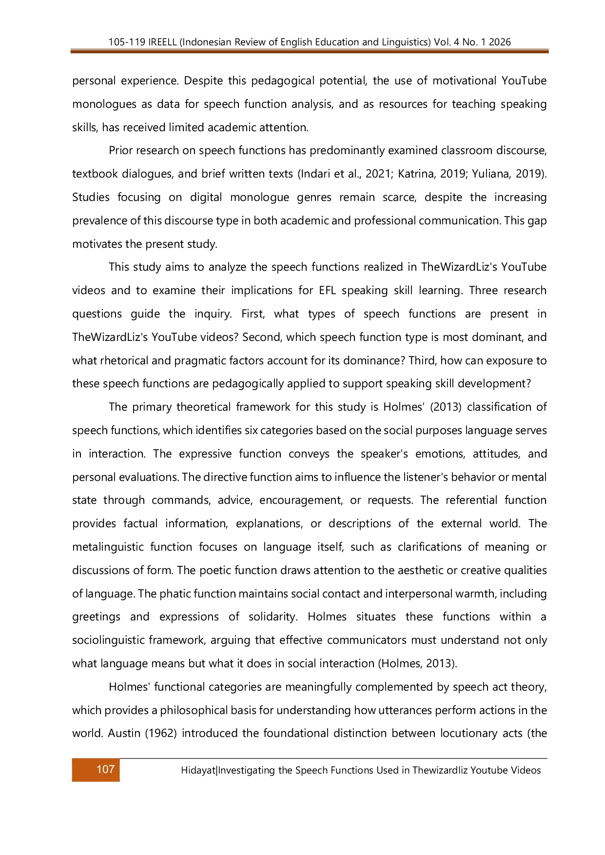 JURIS Investigating the Speech Functions Used in Thewizardliz Youtube Videos and Its Implication in Speaking Skill Learning