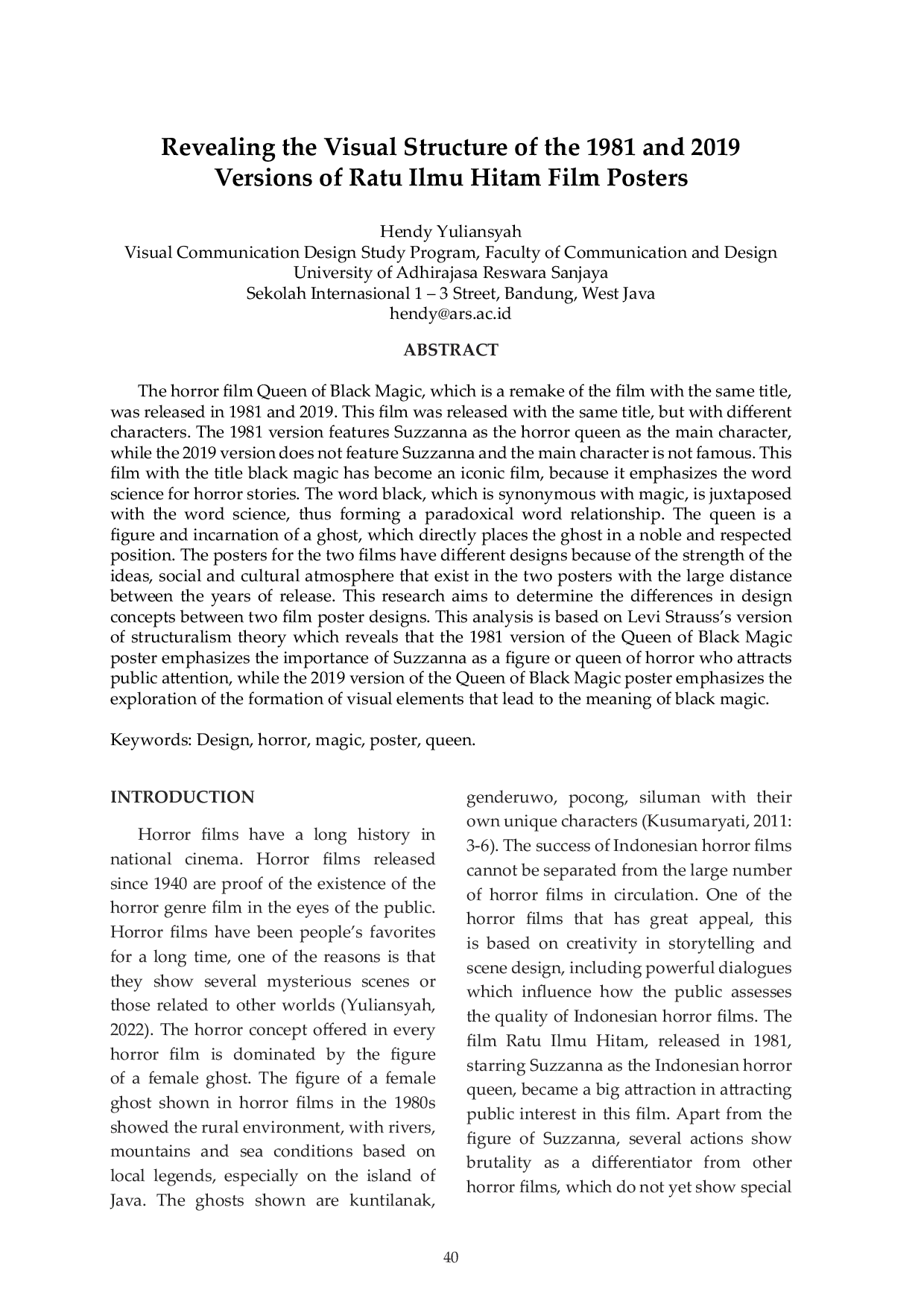 JURIS Revealing the Visual Structure of the 1981 and 2019 Versions of Ratu Ilmu Hitam Film Posters