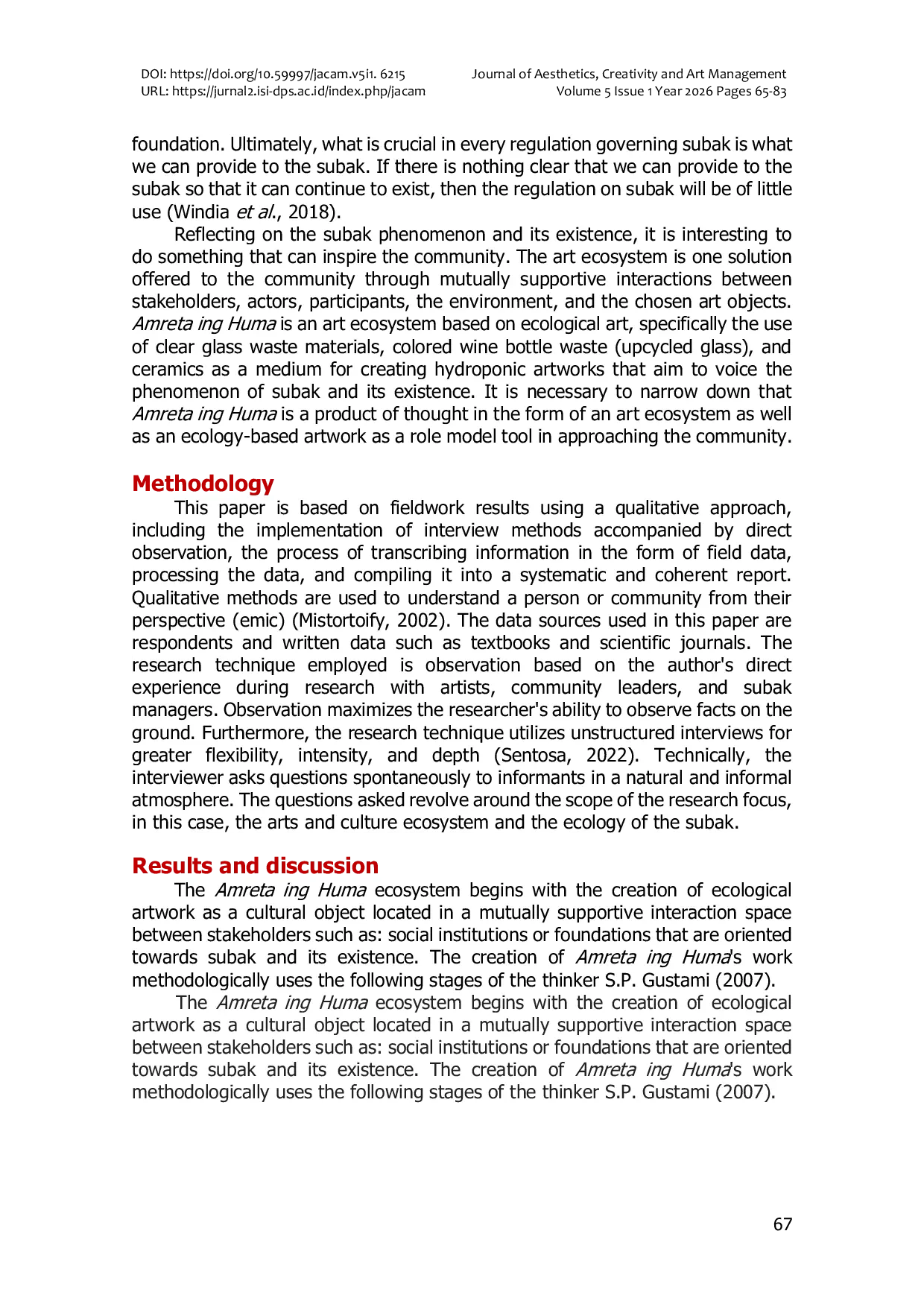 JURIS The Art Ecosystem of Amreta ing Huma