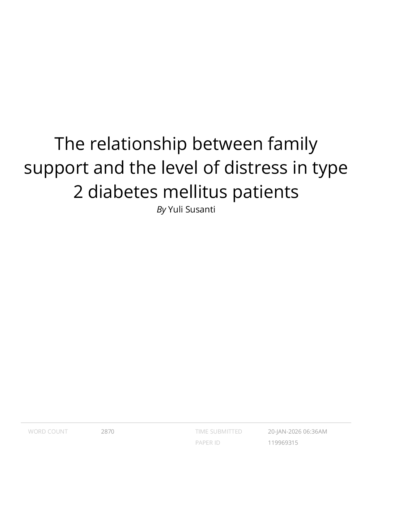 JURIS The relationship between family support and the level of distress in type 2 diabetes mellitus patients