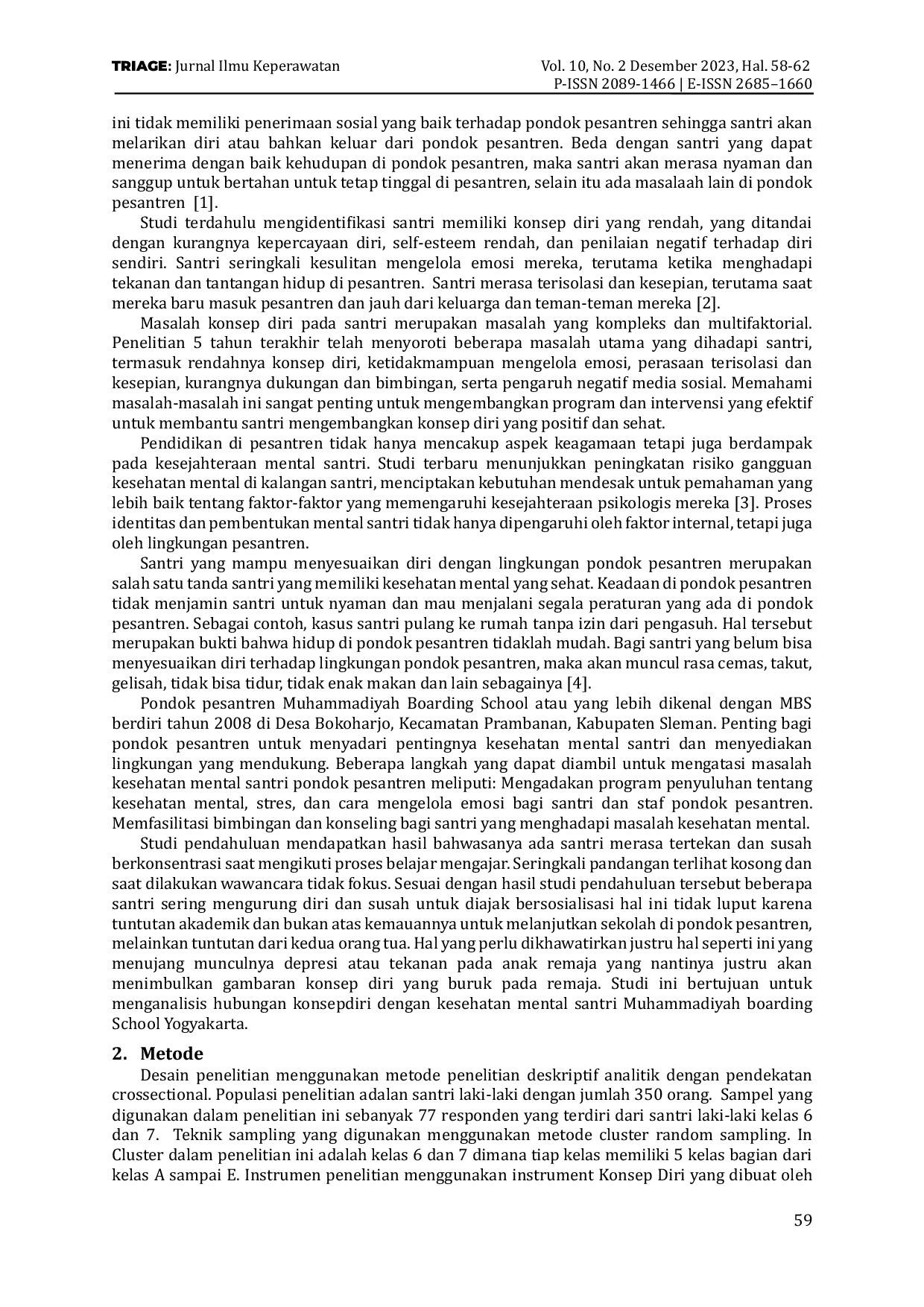 JURIS Konsep Diri Berkorelasi dengan Kesehatan Mental Santri