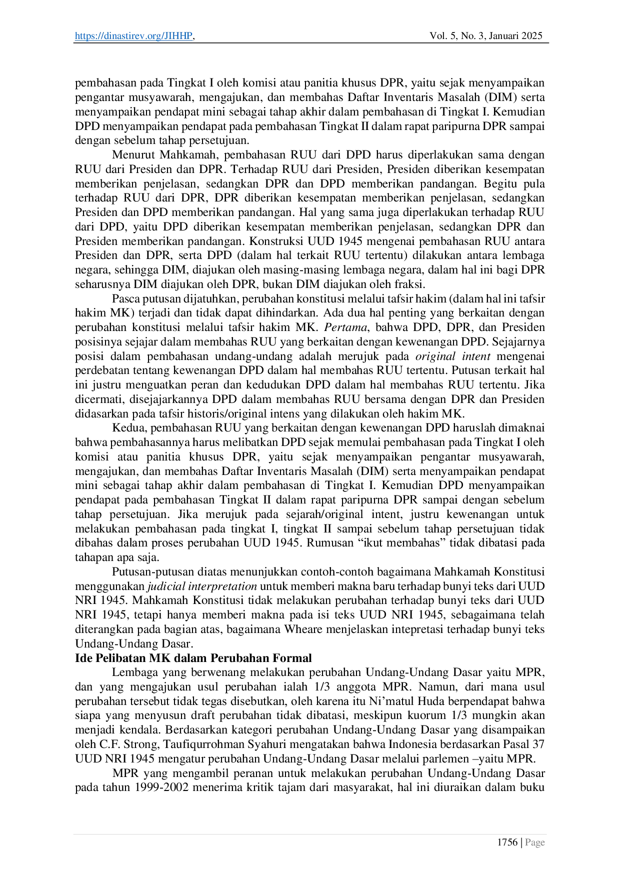 JURIS Perubahan UUD NRI 1945 Melalui Putusan Mahkamah Konstisusi