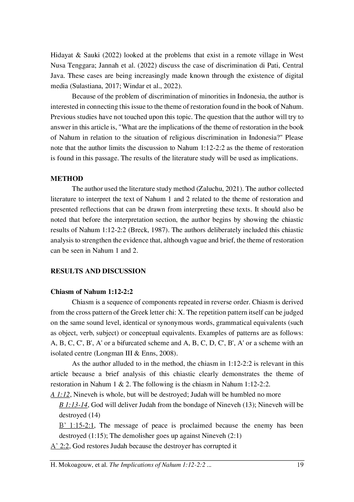 juris The Implications of Nahum 1 12 2 2 for the Case of Religious Discrimination in Indonesia