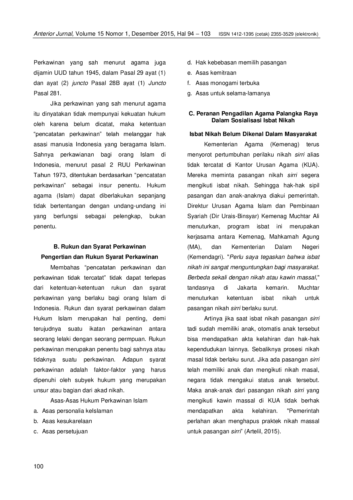 JURIS ISBAT Nikah Melegalkan Pernikahan Sirri Menurut Hukum Positif Dan Hukum Agama Studi Di Pengadilan Agama Palangka Raya