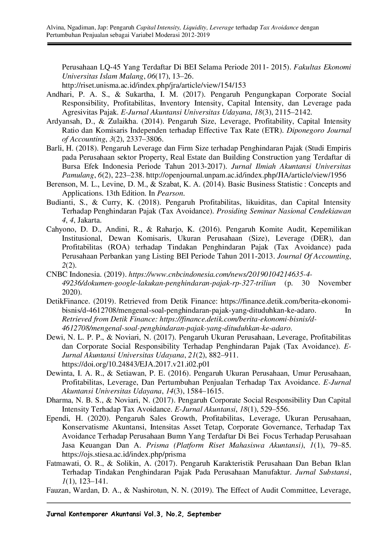 JURIS Pengaruh Capital Intensity Liquidity Leverage terhadap Tax Avoidance dengan Pertumbuhan Penjualan sebagai Variabel Moderasi 2012 2019