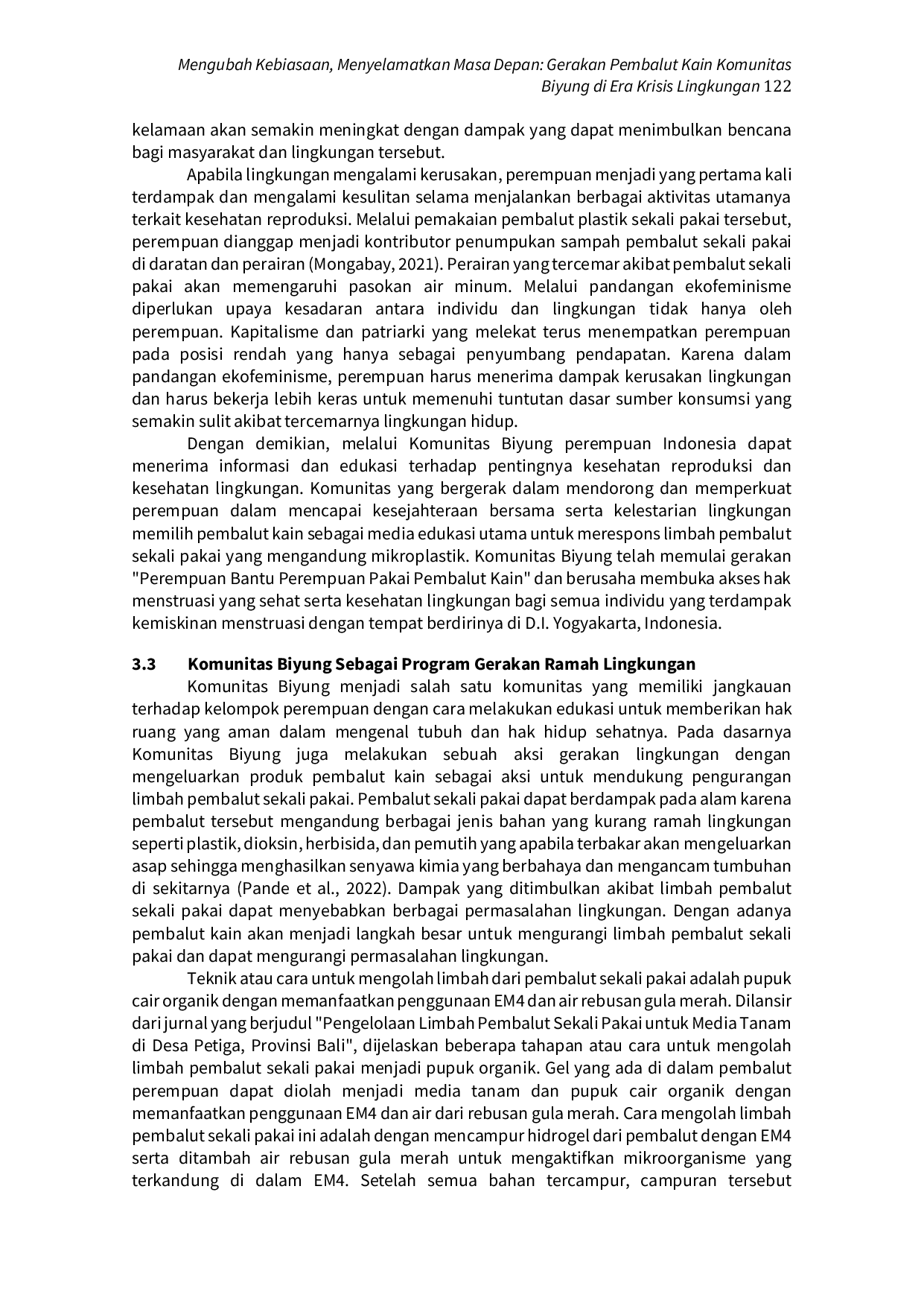 JURIS Mengubah Kebiasaan Menyelamatkan Masa Depan Gerakan Pembalut Kain Komunitas Biyung di Era Krisis Lingkungan