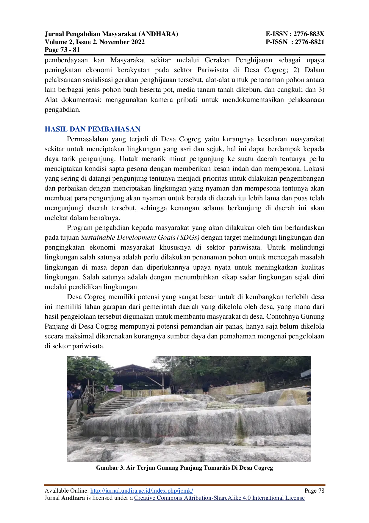 JURIS Pemberdayaan Masyarakat Melalui Gerakan Penghijauan Sebagai Upaya Peningkatan Ekonomi Kerakyatan Pada Sektor Pariwisata Di Desa Cogreg