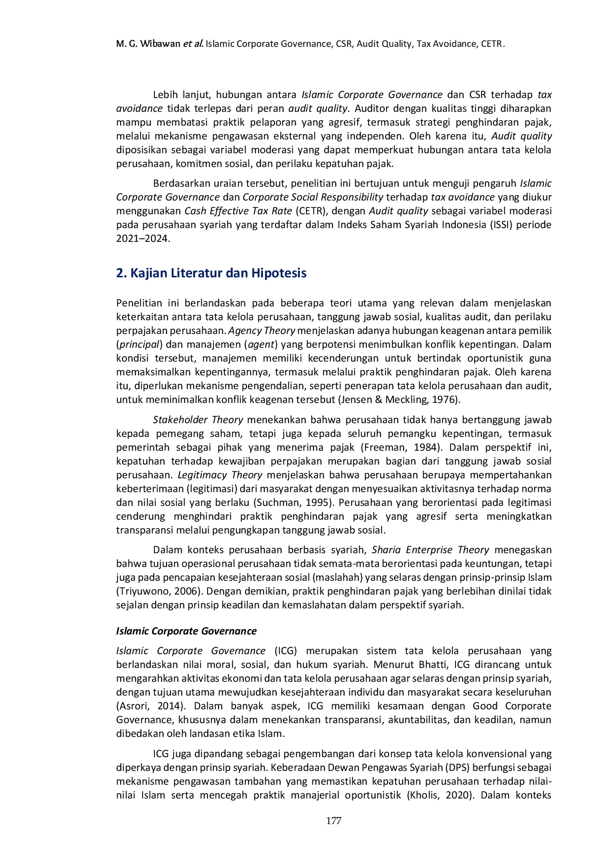 JURIS Pengaruh islamic corporate governance dan CSR terhadap tax avoidance dengan audit quality sebagai variabel moderasi
