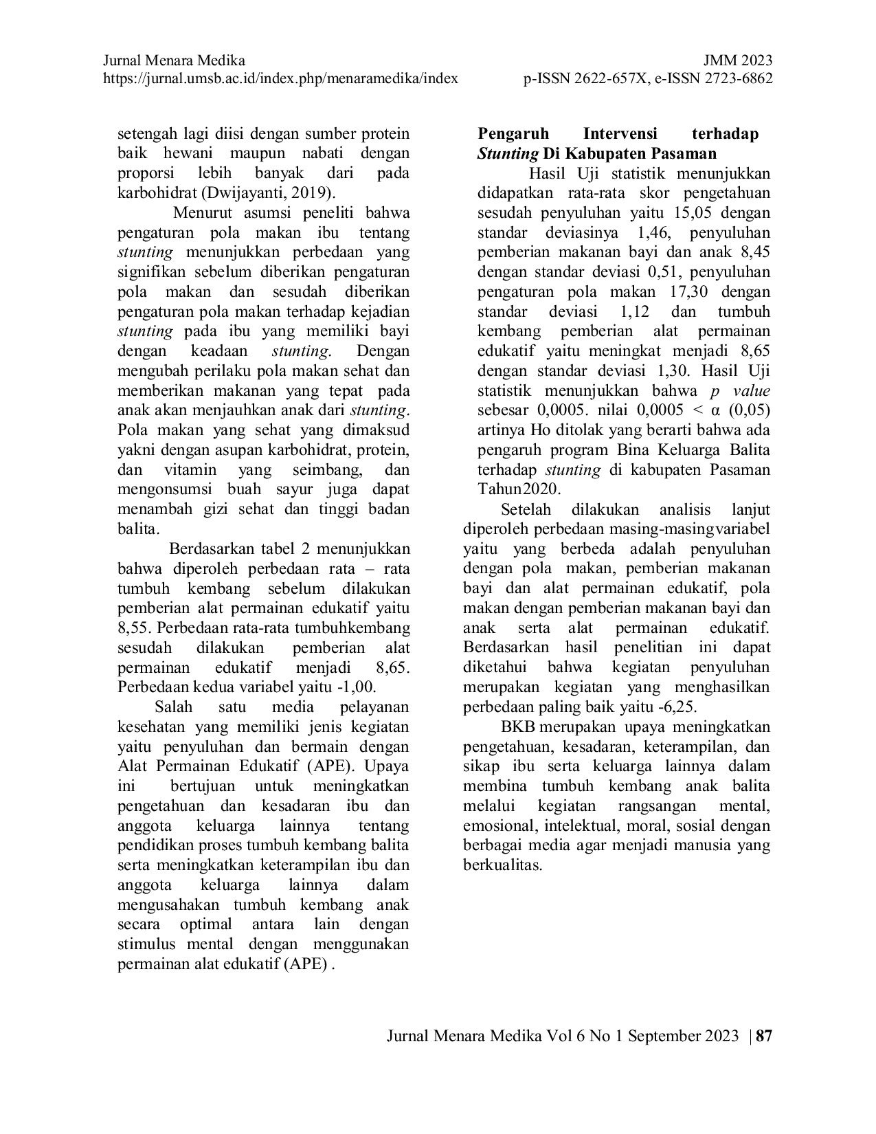 JURIS Penerapan Program Bina Keluarga Balita BKB Terhadap Stunting di Kabupaten Pasaman