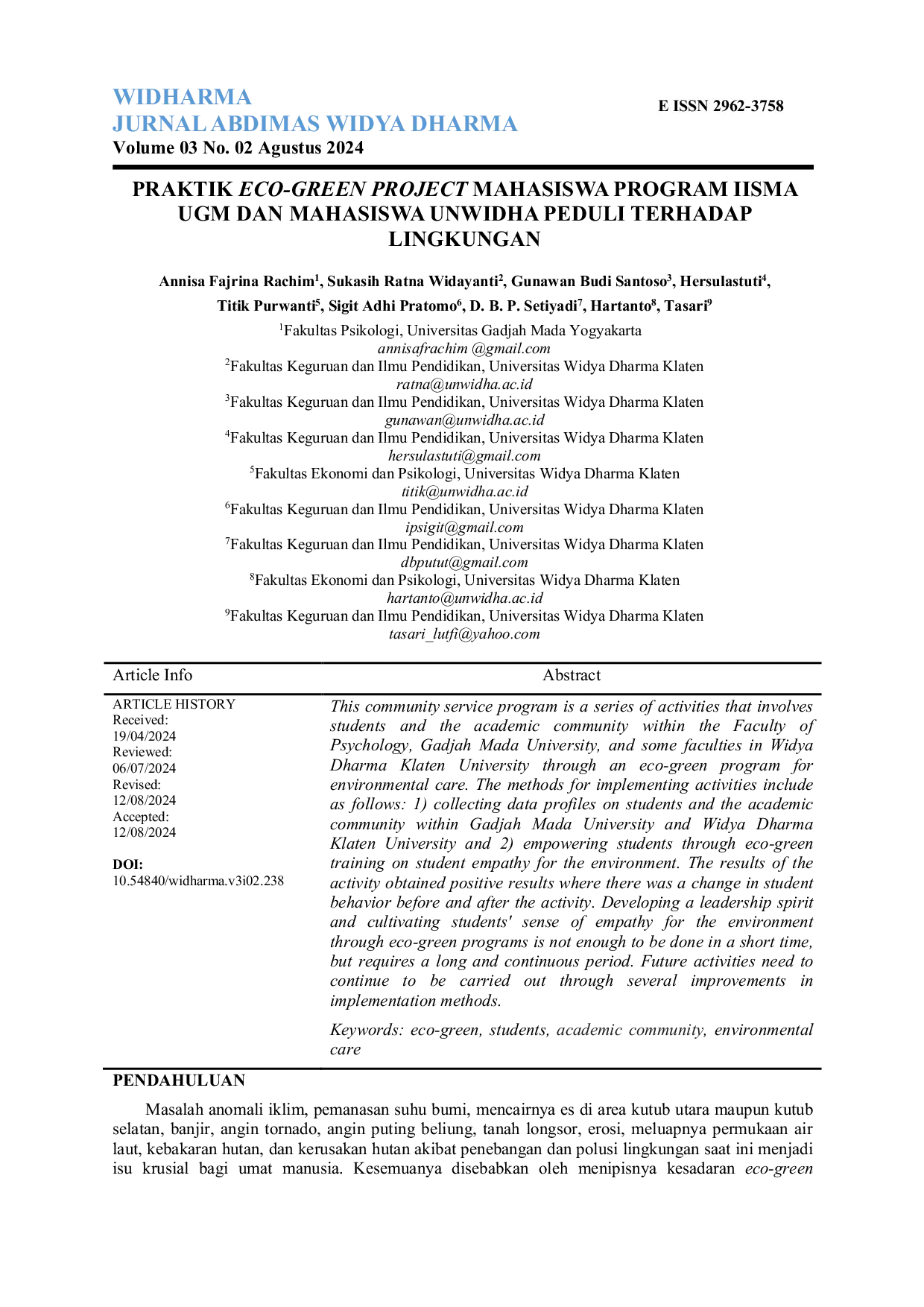 JURIS Praktik Eco Green Project Mahasiswa Program IISMA UGM Dan Mahasiswa Unwidha Peduli Terhadap Lingkungan