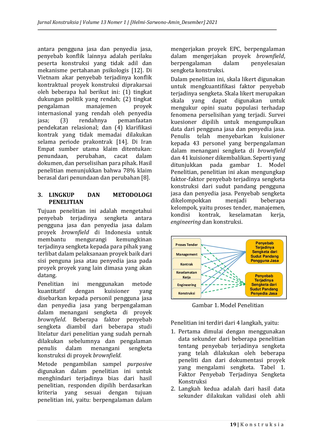 JURIS Faktor Faktor Penyebab Terjadinya Sengketa Konstruksi Pada Proyek EPC Brownfield