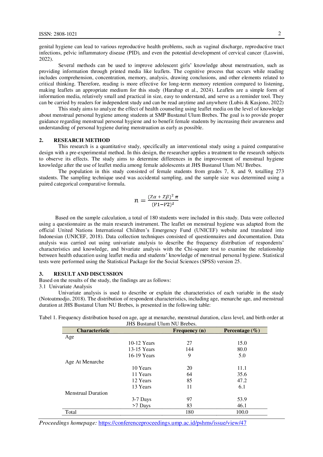 JURIS The Effect of Health Counseling Using Leaflet Media on The Level of Knowledge about Menstrual Personal Hygiene at Junior High School JHS Bustanul Ulum Nahdlatul Ulama NU Brebes