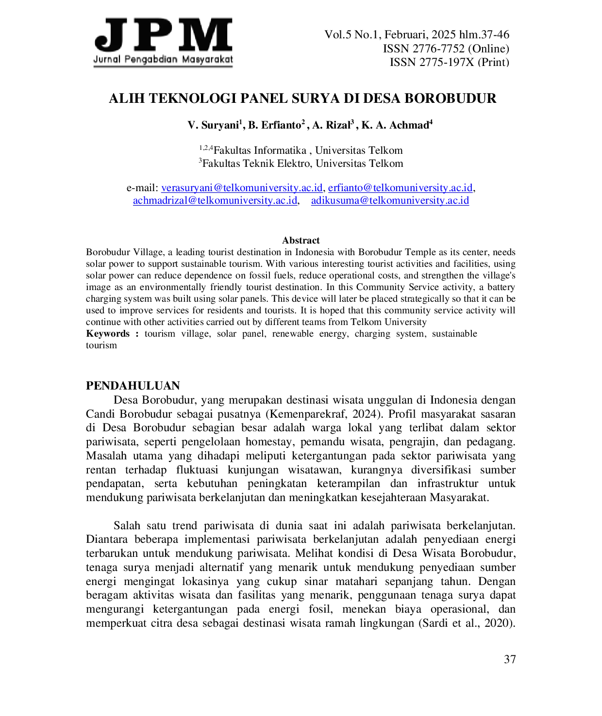 JURIS Alih Teknologi Panel Surya di Desa Borobudur