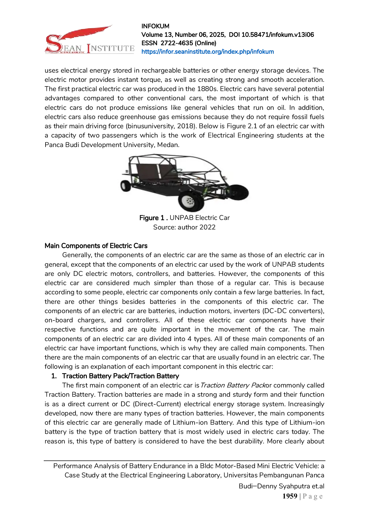 JURIS Performance Analysis of Battery Endurance in a Bldc Motor Based Mini Electric Vehicle a Case Study at the Electrical Engineering Laboratory Universitas Pembangunan Panca Budi