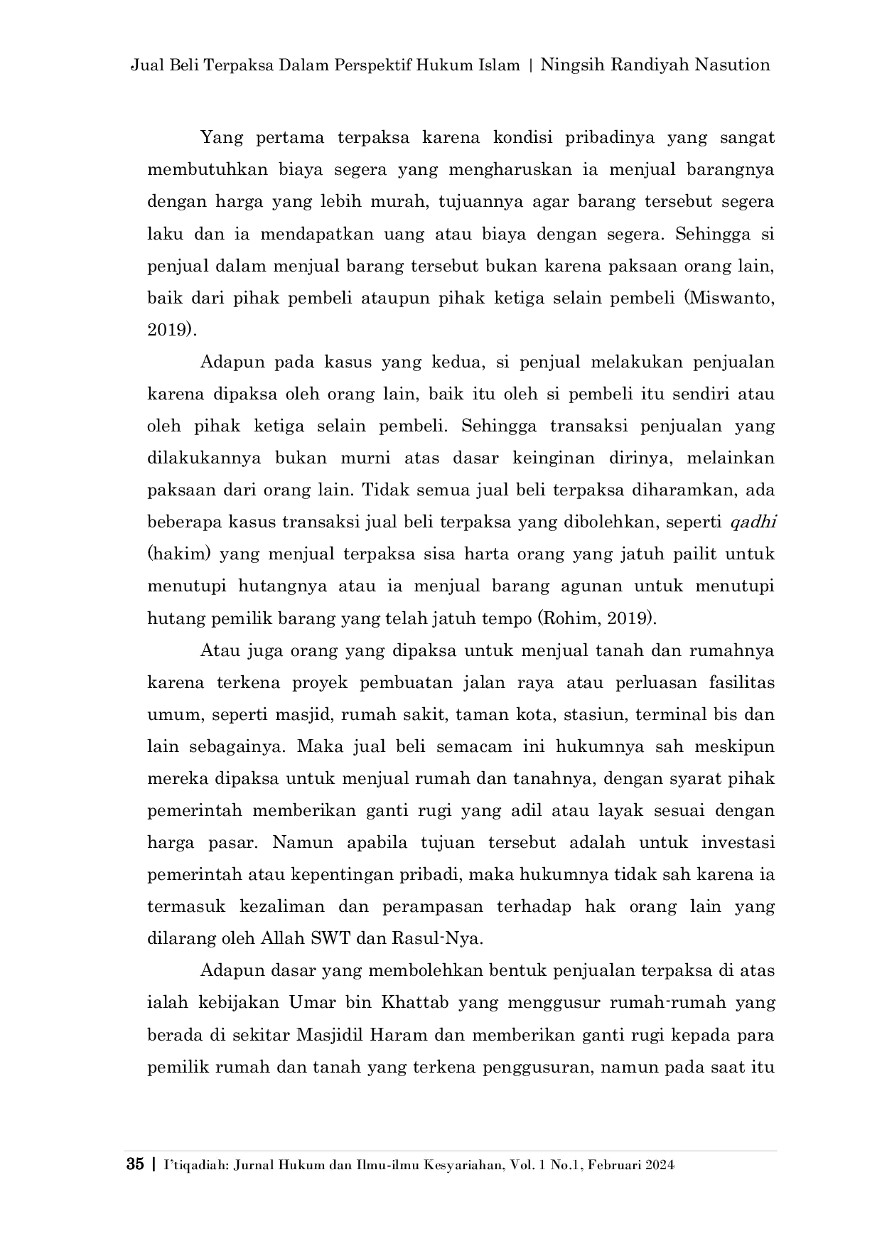 JURIS Jual Beli Terpaksa Dalam Perspektif Hukum Islam