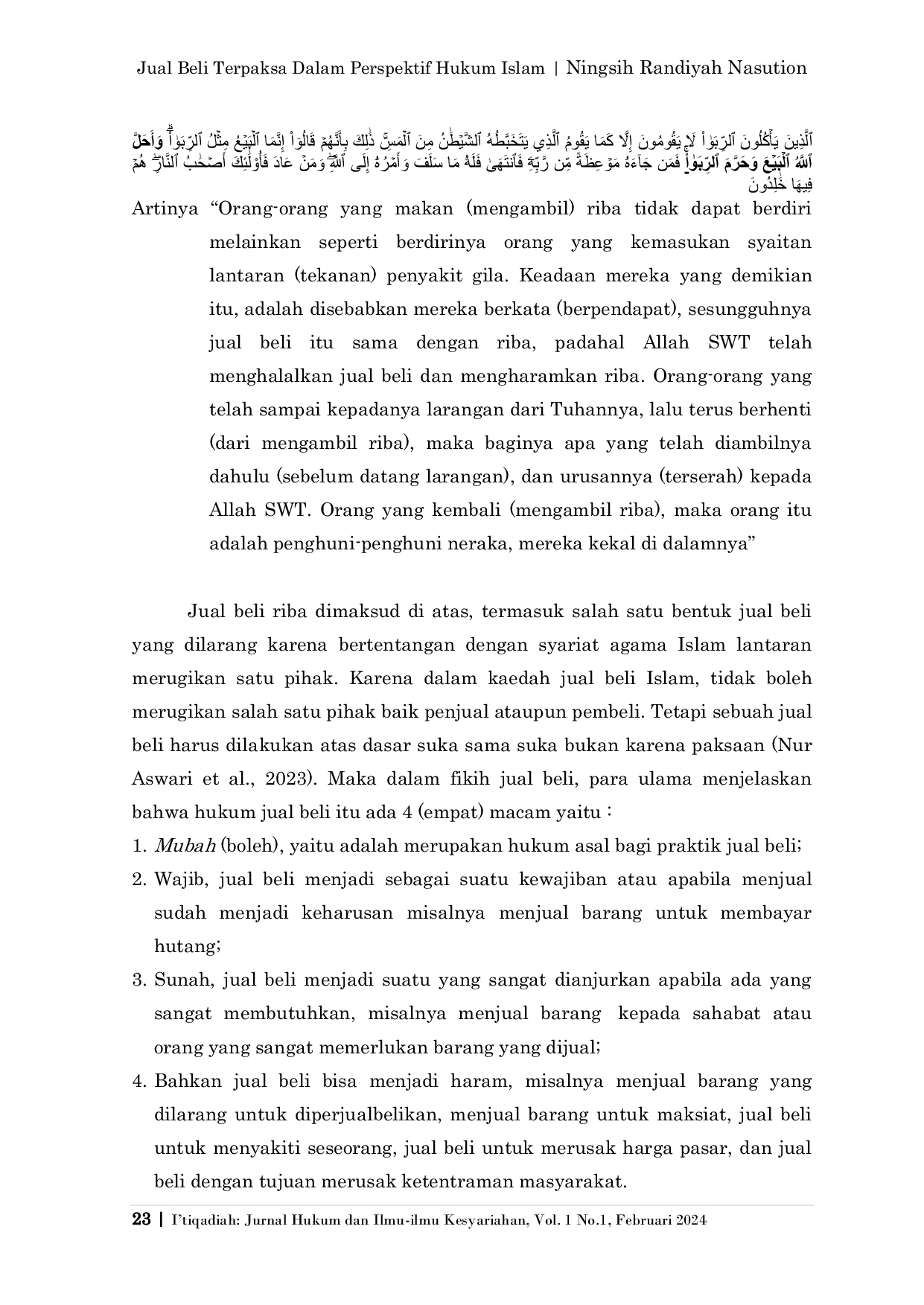 JURIS Jual Beli Terpaksa Dalam Perspektif Hukum Islam