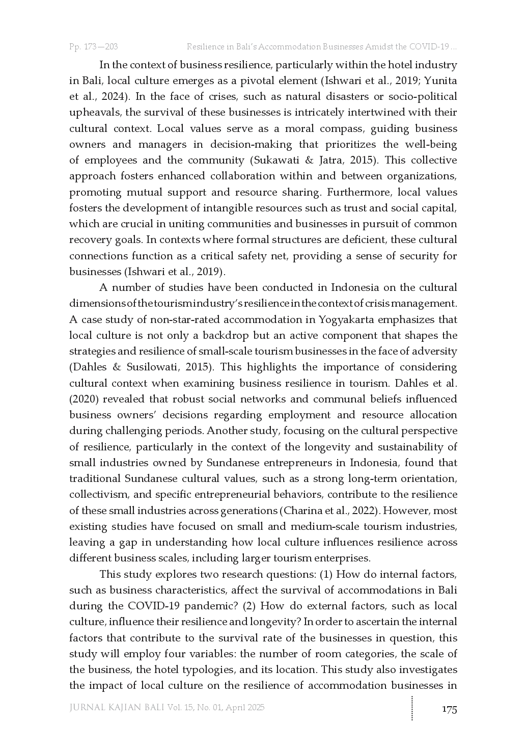 juris Resilience in Bali s Accommodation Businesses Amidst COVID 19 Pandemic A Survival Analysis