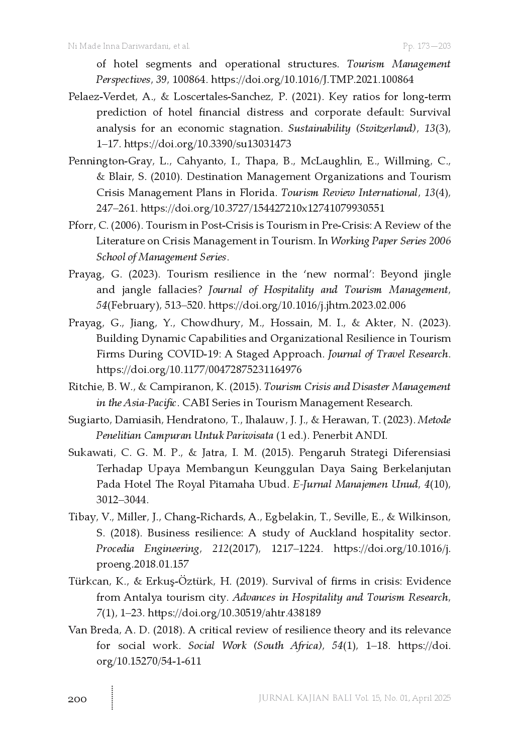 juris Resilience in Bali s Accommodation Businesses Amidst COVID 19 Pandemic A Survival Analysis