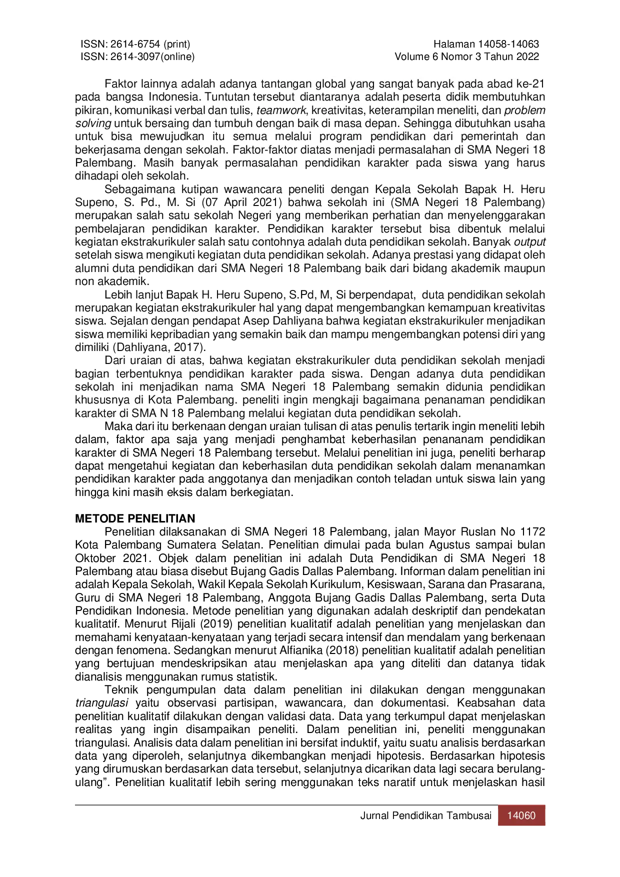 JURIS Implemenstasi Pendidikan Karakter Pada Ekstrakurikuler Duta Pendidikan