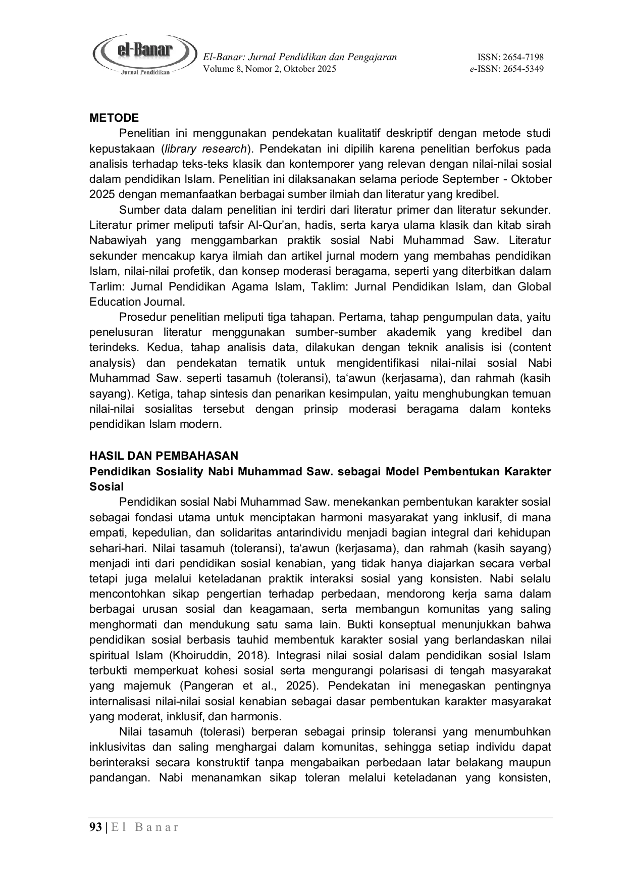 JURIS Pendidikan Sosiality Nabi Muhammad Pondasi Moderasi Beragama di Era Modern