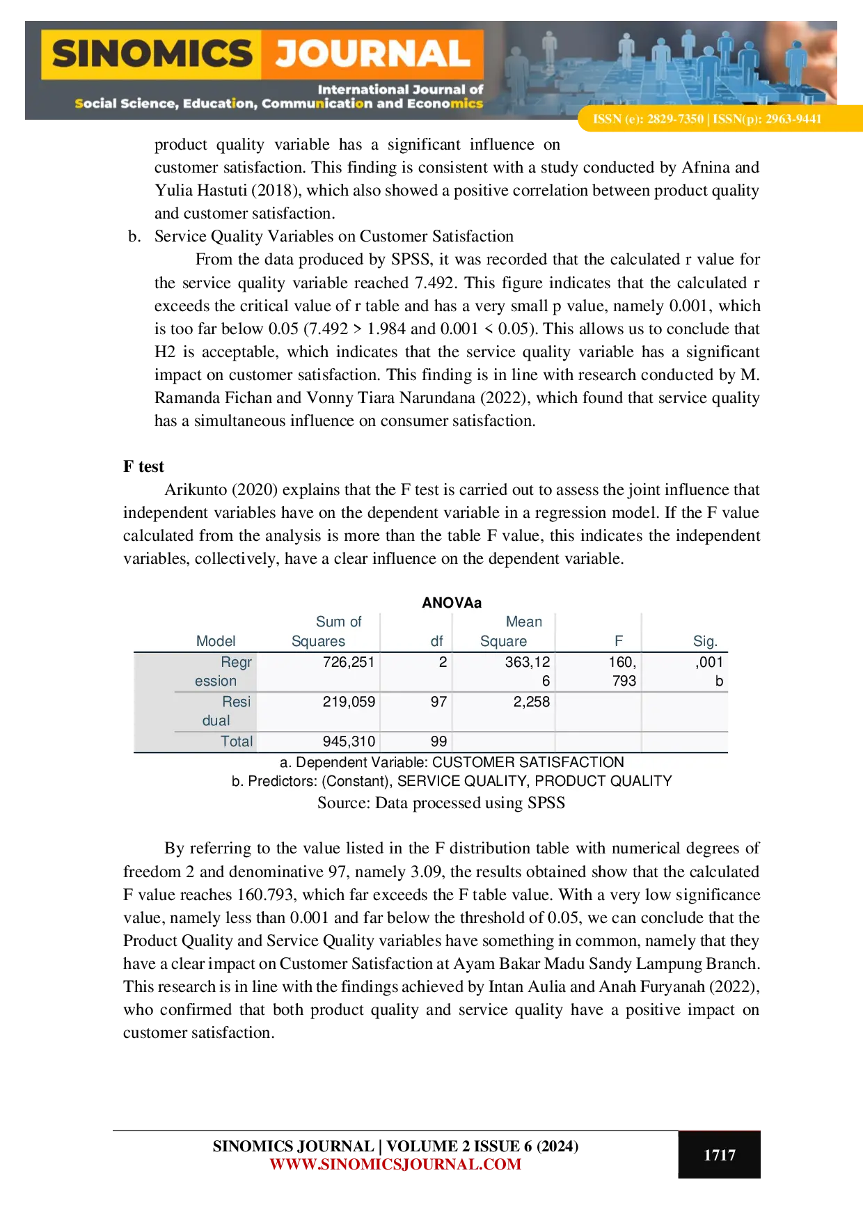 JURIS The Influence of Product Quality and Service Quality on Customer Satisfaction of Sandy Honey Grilled Chicken Lampung Branch