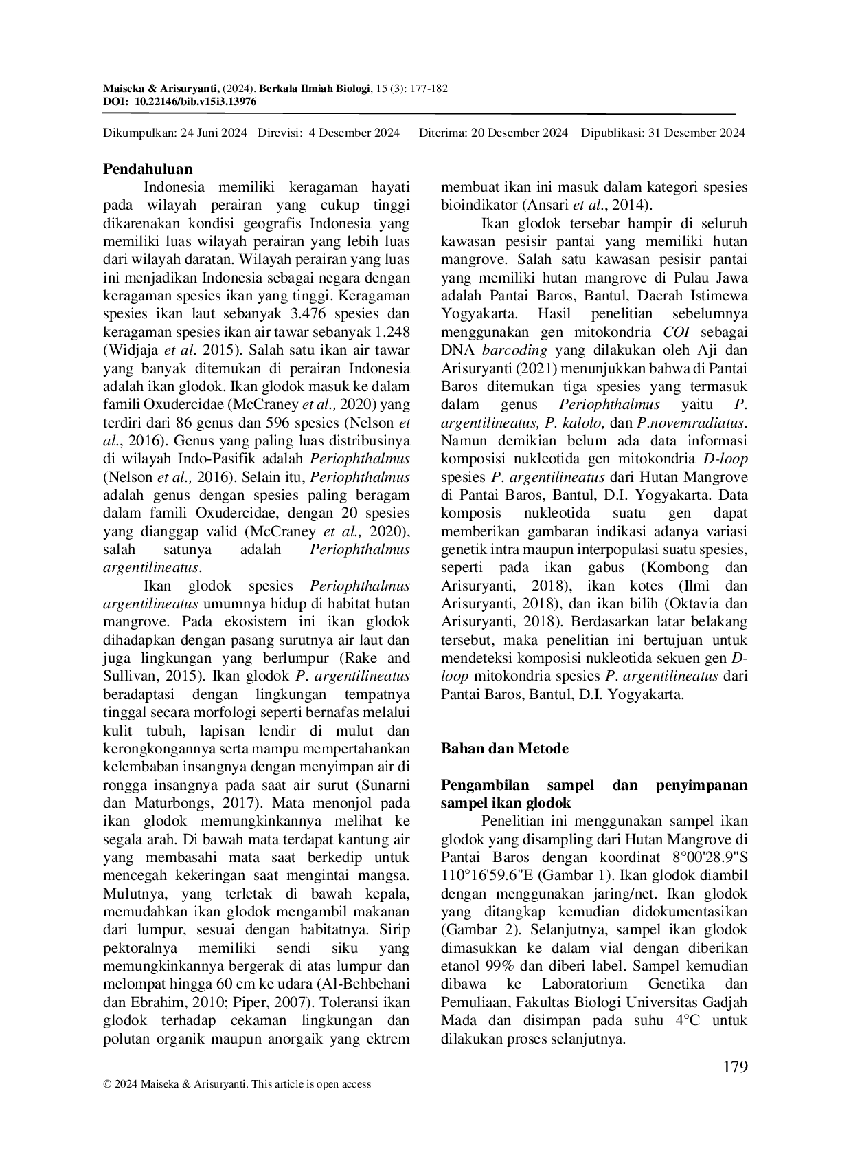 JURIS KOMPOSISI NUKLEOTIDA GEN MITOKONDRIA D LOOP IKAN GLODOK Periophthalmus argentilineatus Valenciennes 1837 DARI PANTAI BAROS BANTUL D I YOGYAKARTA