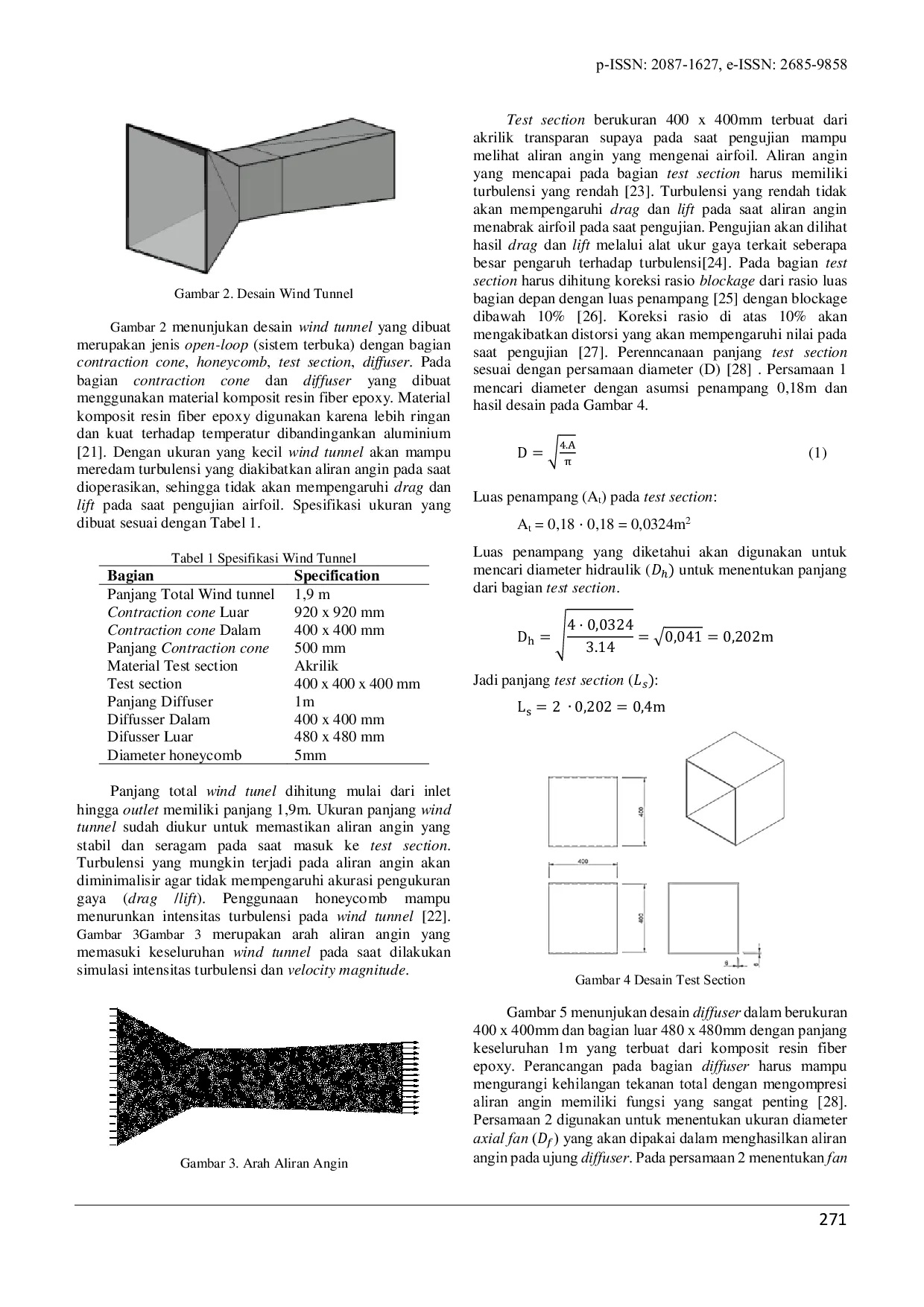 JURIS Analisis Intensitas Turbulensi Terhadap Kestabilan Kecepatan Angin Test Section pada Struktur Wind Tunnel