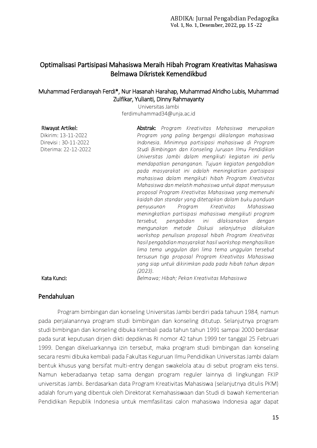 JURIS Program Kreativitas Mahasiswa me Optimalisasi Partisipasi Mahasiswa Meraih Hibah Program Kreativitas Mahasiswa Belmawa Dikristek Kemendikbud