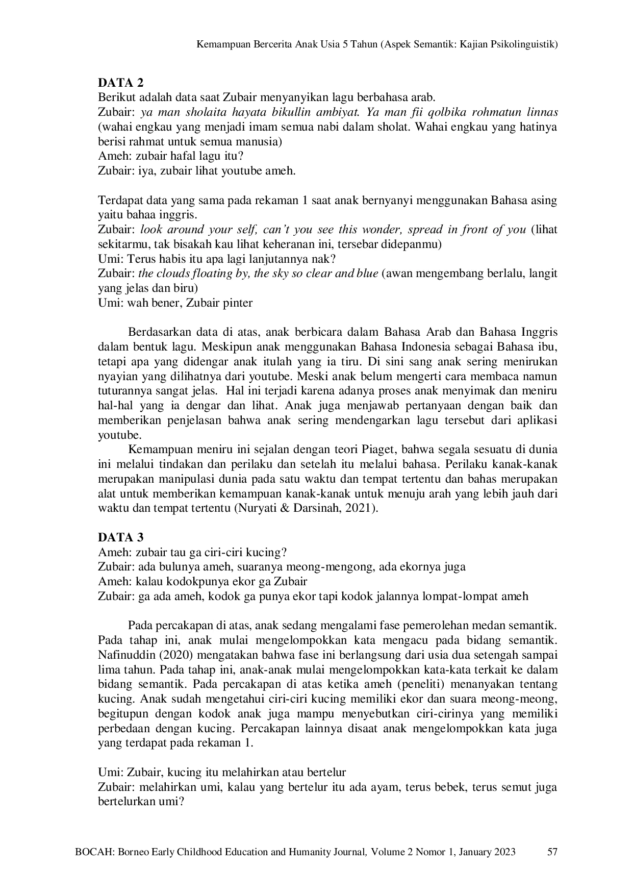 JURIS Kemampuan Bercerita Anak Usia 5 Tahun Aspek Semantik Kajian Psikolinguistik