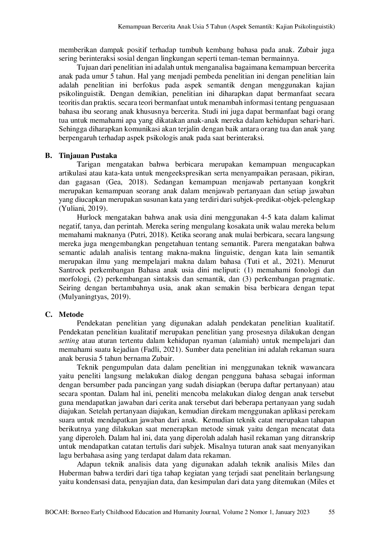 JURIS Kemampuan Bercerita Anak Usia 5 Tahun Aspek Semantik Kajian Psikolinguistik