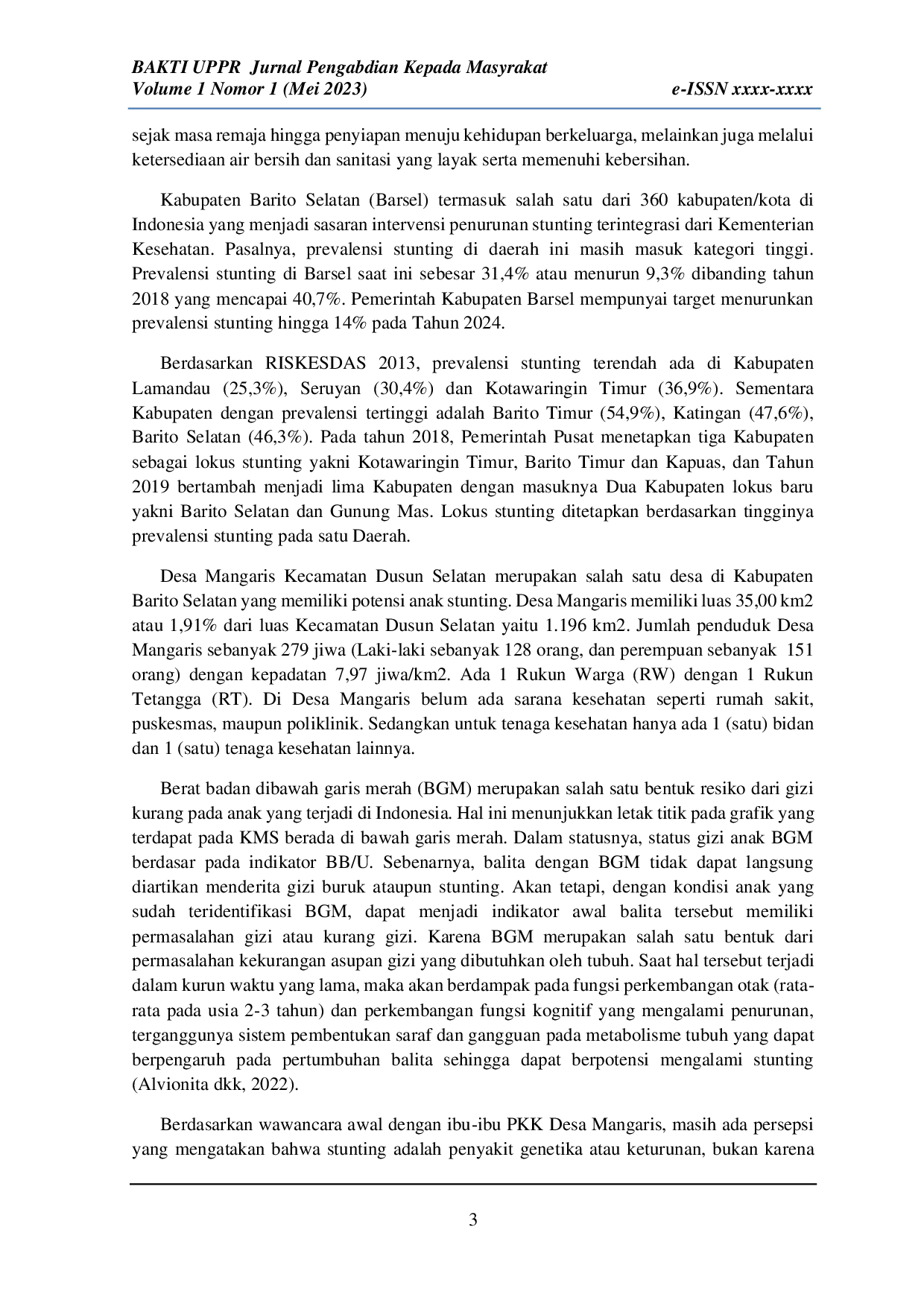 JURIS Pemberdayaan Masyarakat Dalam Pencegahan Stunting Melalui Pembuatan Makanan Tambahan Lokal Di Desa Mangaris