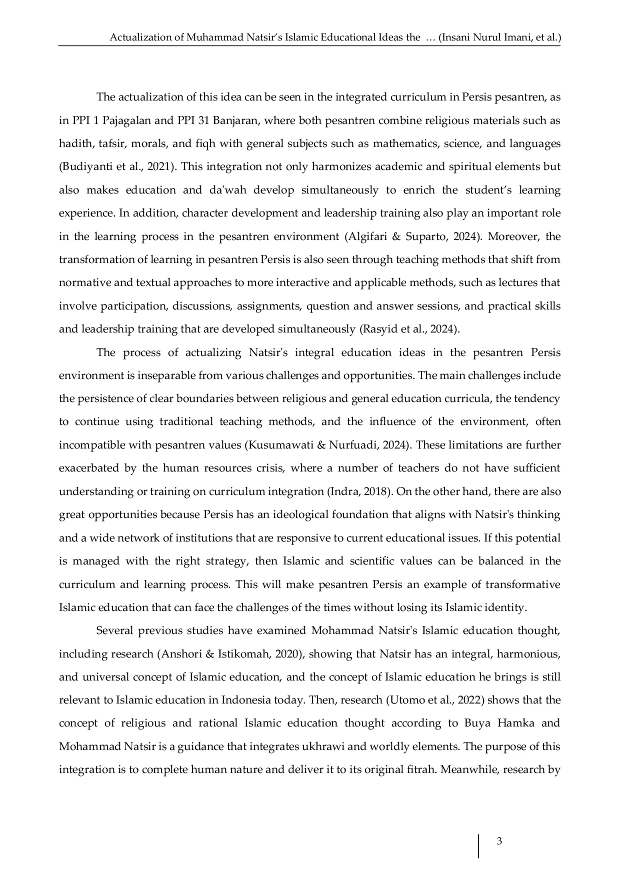 JURIS Actualization of Muhammad Natsir s Islamic Educational Ideas the Transformation of Learning at Pesantren Persatuan Islam PERSIS