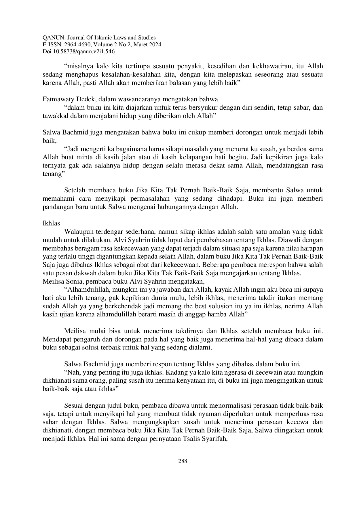 JURIS Analisis Isi Pesan Dakwah Buku Jika Kita Tak Pernah Baik Baik Saja Karya Alvi Syahrin