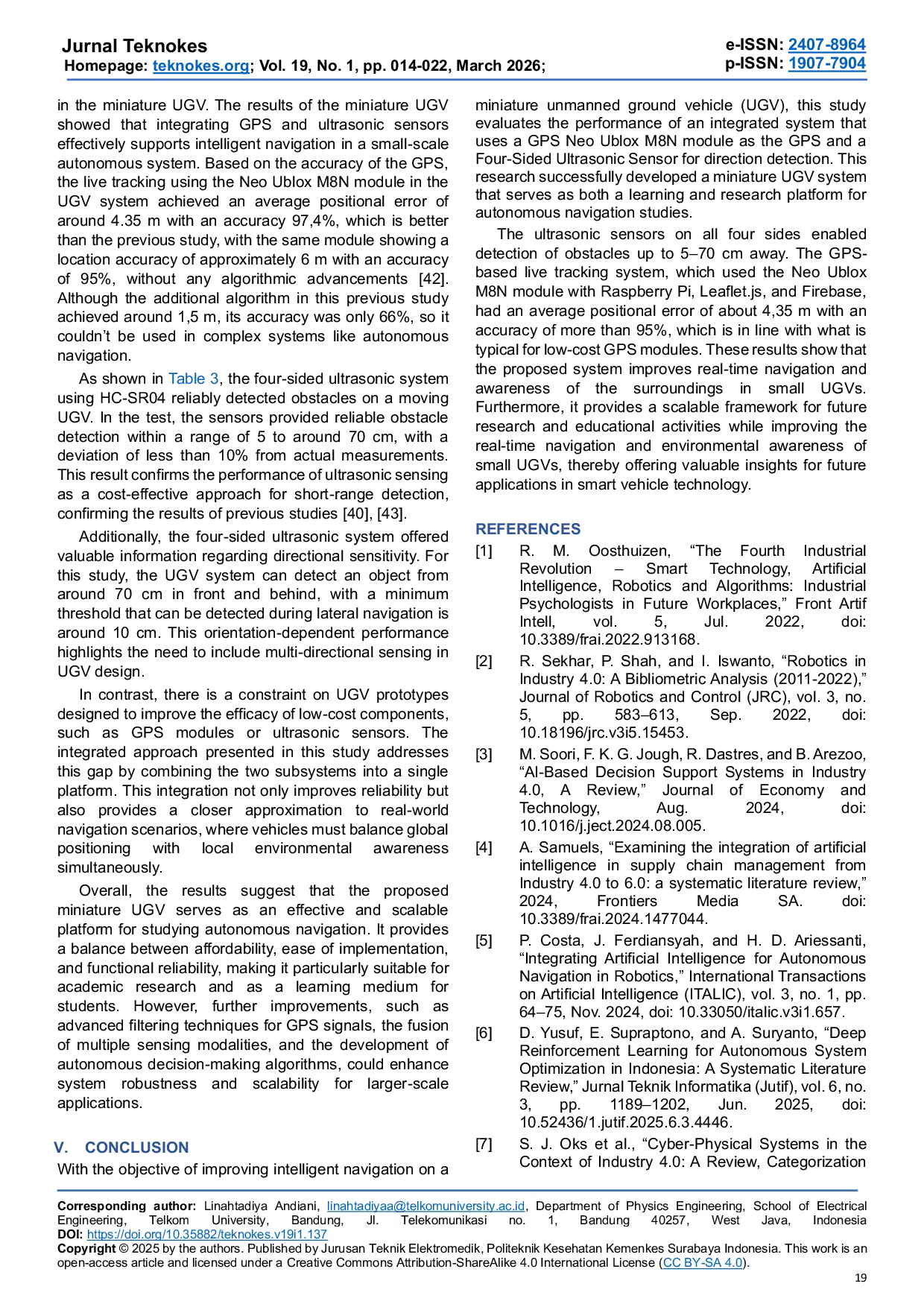 JURIS Evaluation of the GPS Neo Ublox M8N and Four Sided Ultrasonic Sensor for Smart Navigation A Case Study of a Miniature Unmanned Ground Vehicle