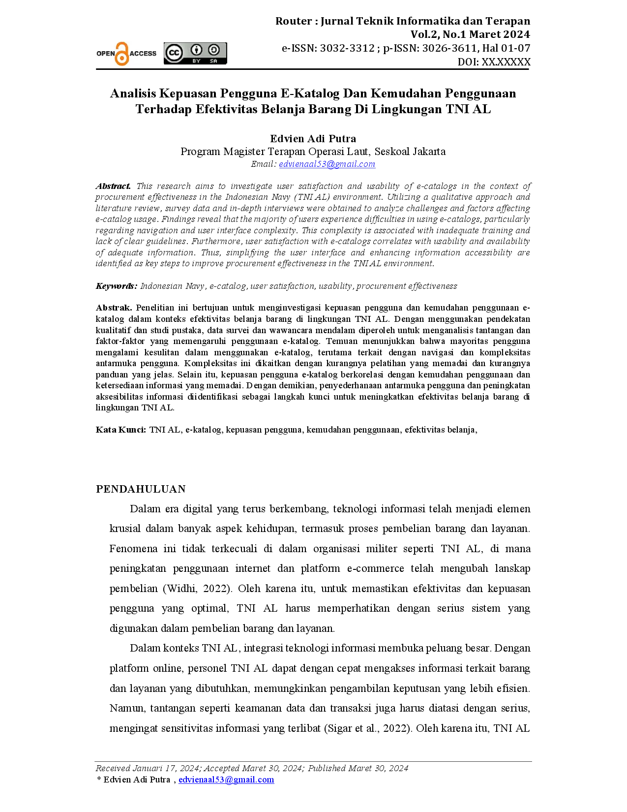 juris Analisis Kepuasan Pengguna E Katalog Dan Kemudahan Penggunaan Terhadap Efektivitas Belanja Barang Di Lingkungan TNI AL