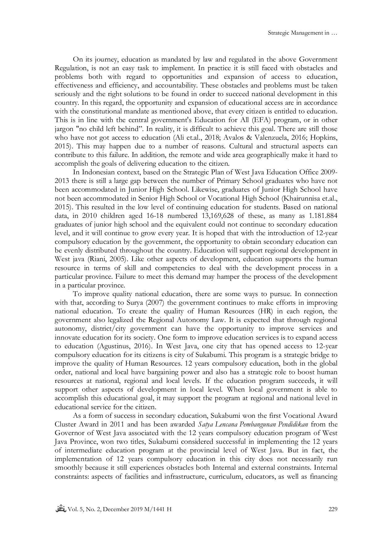 JURIS Strategic Management in Increasing Educational Participation for 12 year Compulsory Education