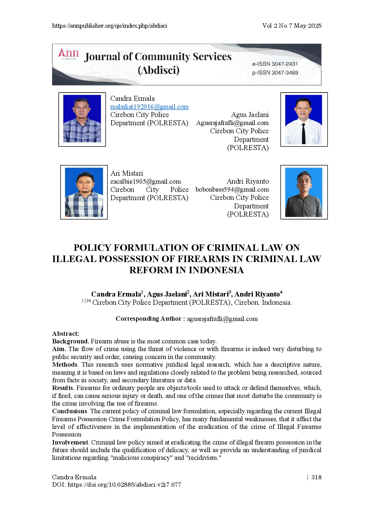 juris Policy Formulation of Criminal Law on Illegal Possession of Firearms in Criminal Law Reform in Indonesia