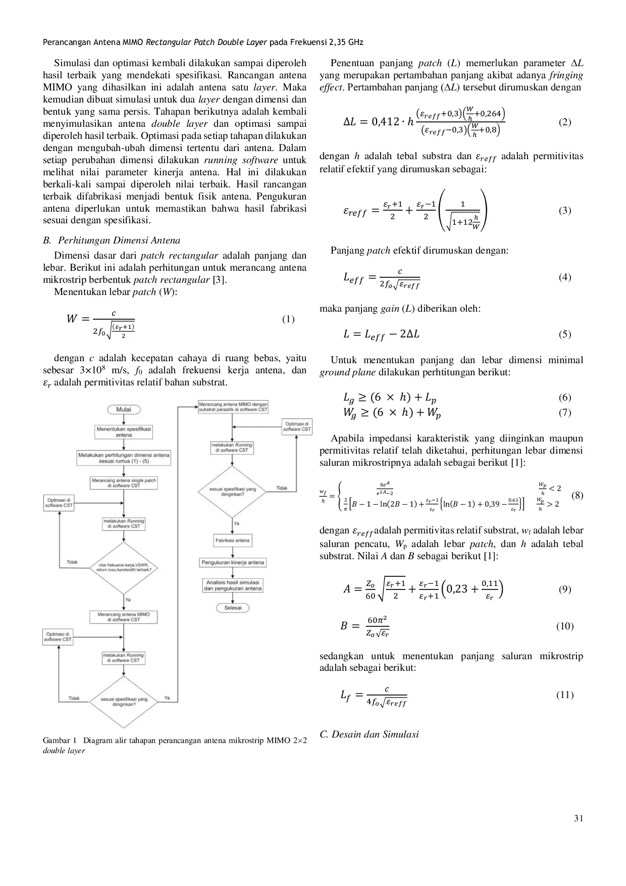 JURIS Perancangan Antena MIMO Rectangular Patch Double Layer pada Frekuensi 2 35 GHz