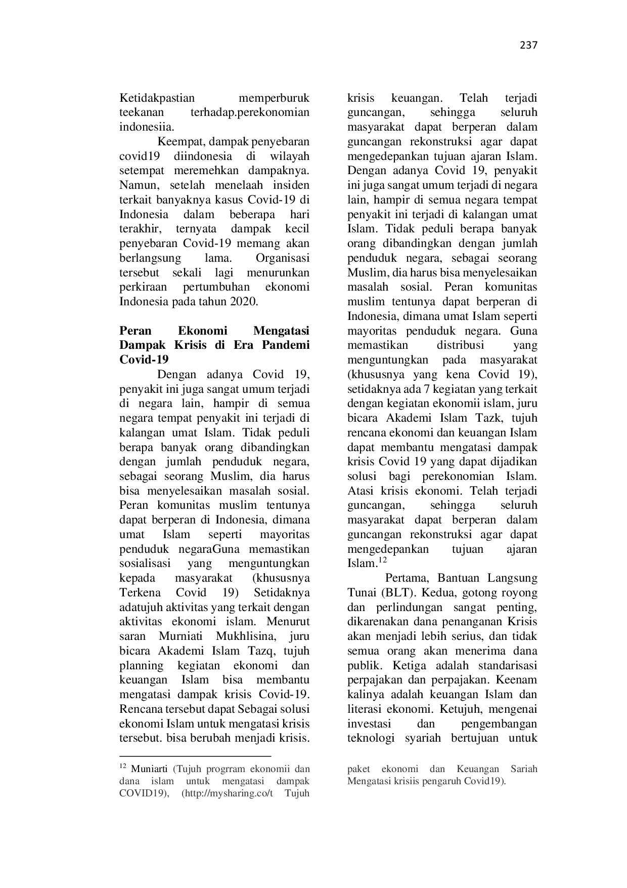 JURIS Tinjauan Ekonomi Islam Sebagi Solusi Krisis Ekonomi Di Era Pandemi Covid 19