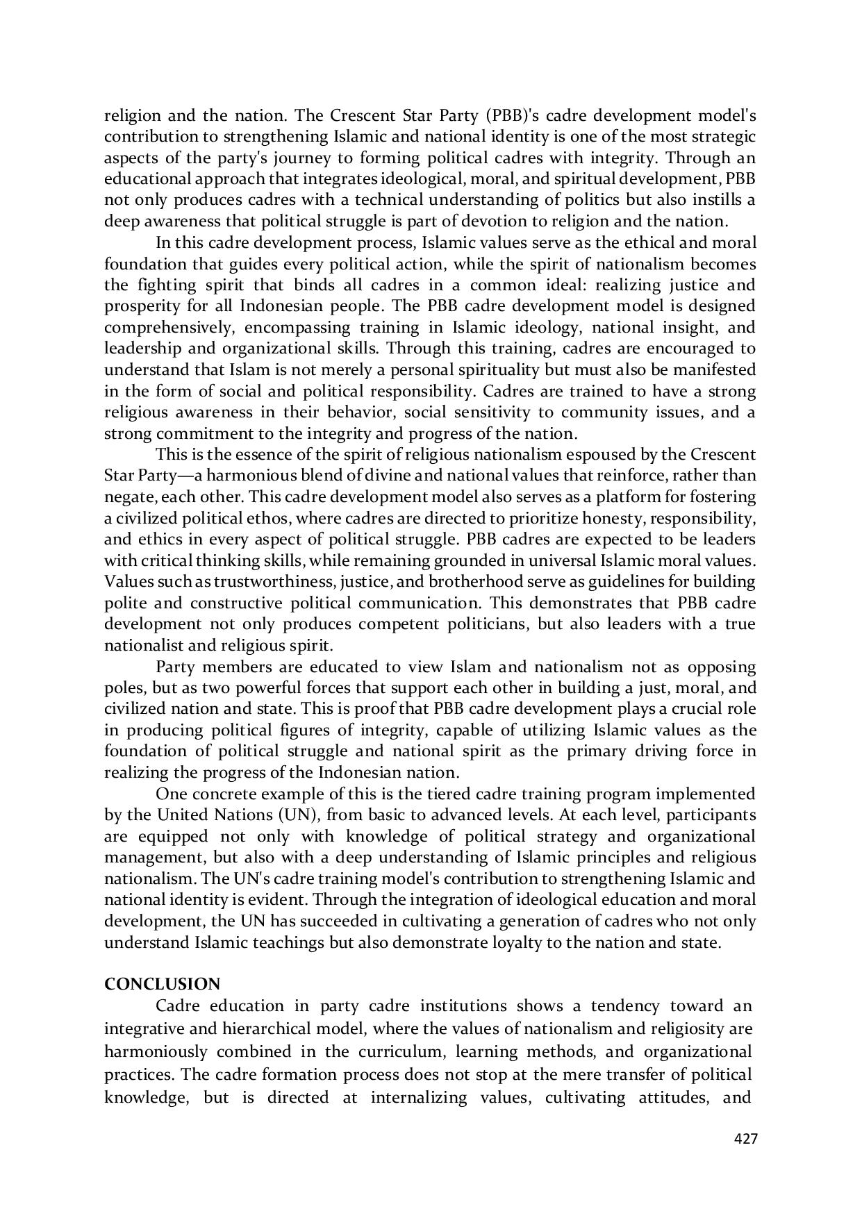 JURIS Model Pendidikan Kader Pada Lembaga Kaderisasi Partai Untuk Mewujudkan Budaya Nasionalis Religius