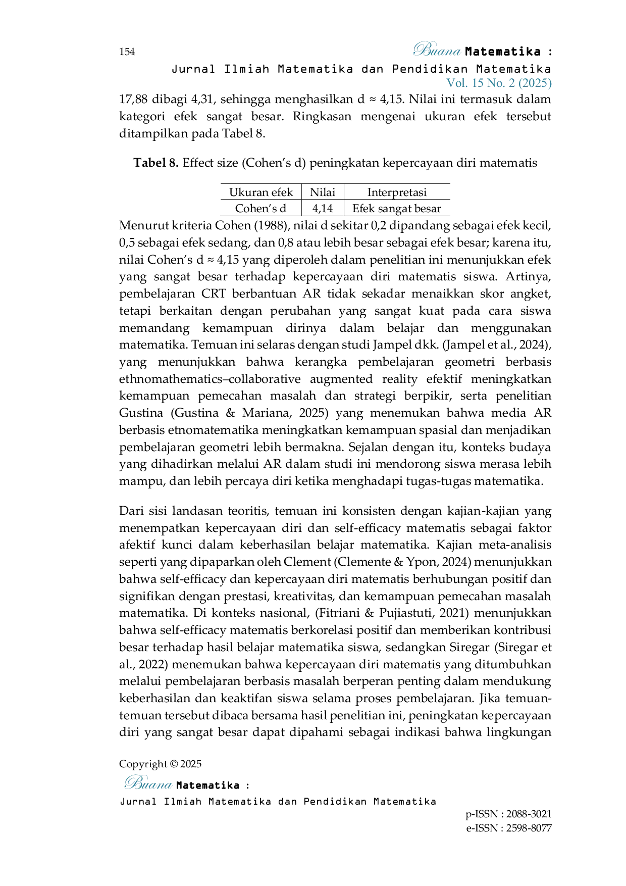 JURIS Pembelajaran Culturally Responsive Teaching Menggunakan Augmented Reality untuk Meningkatkan Kemampuan Koneksi dan Kepercayaan Diri Matematis