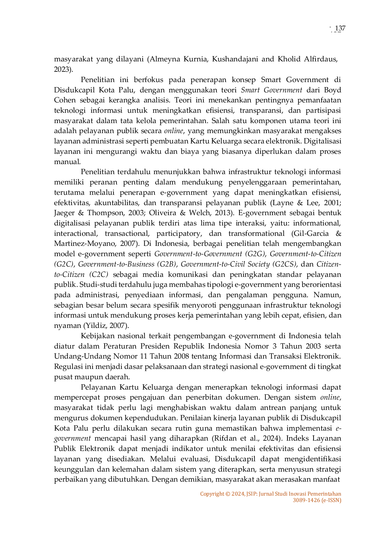 JURIS Smart Government dalam Pelayanan Kartu Keluarga di Dinas Kependudukan dan Pencatatan Sipil Kota Palu