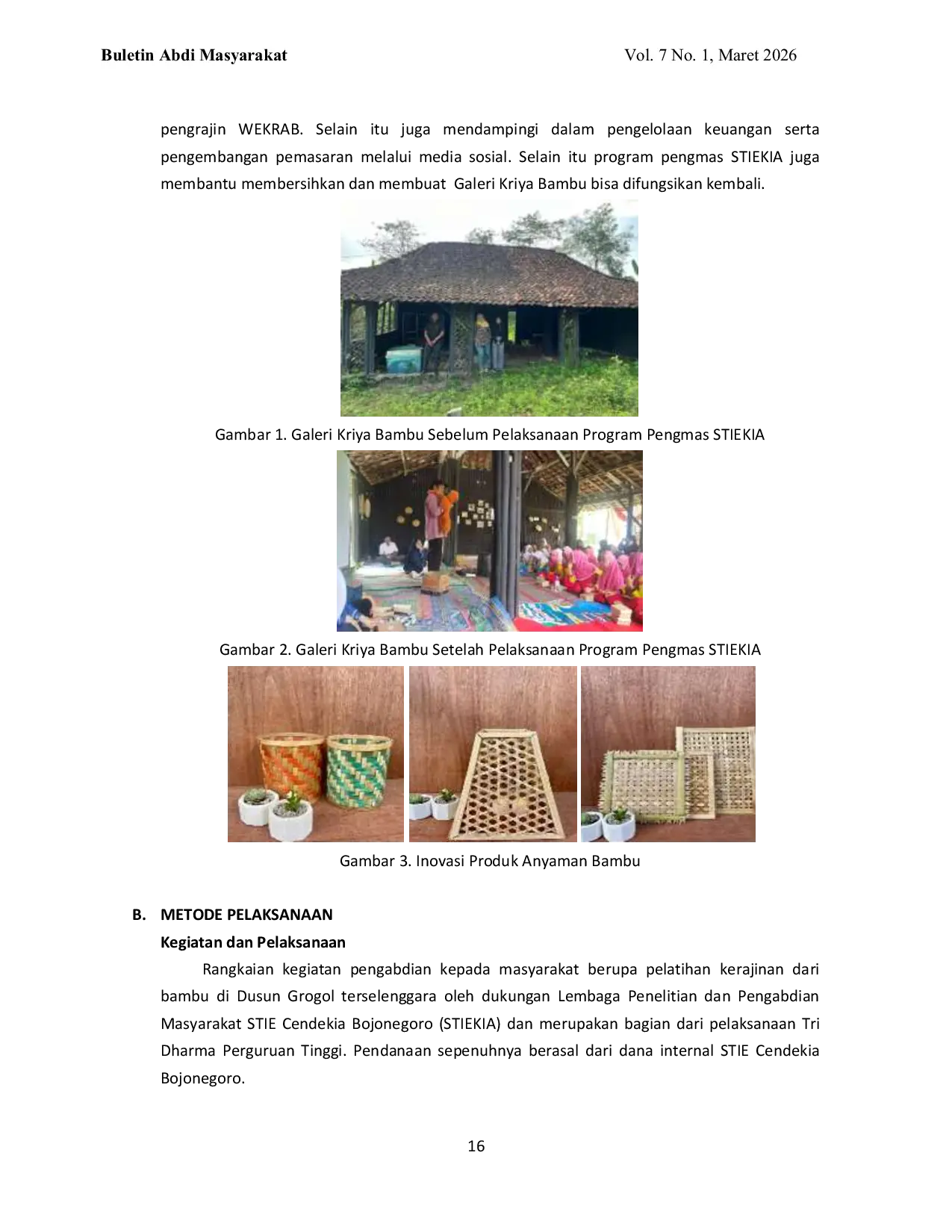 JURIS Pendampingan Inovasi Produk Pada Wisata Edukasi Anyaman Bambu Di Desa Sumuragung