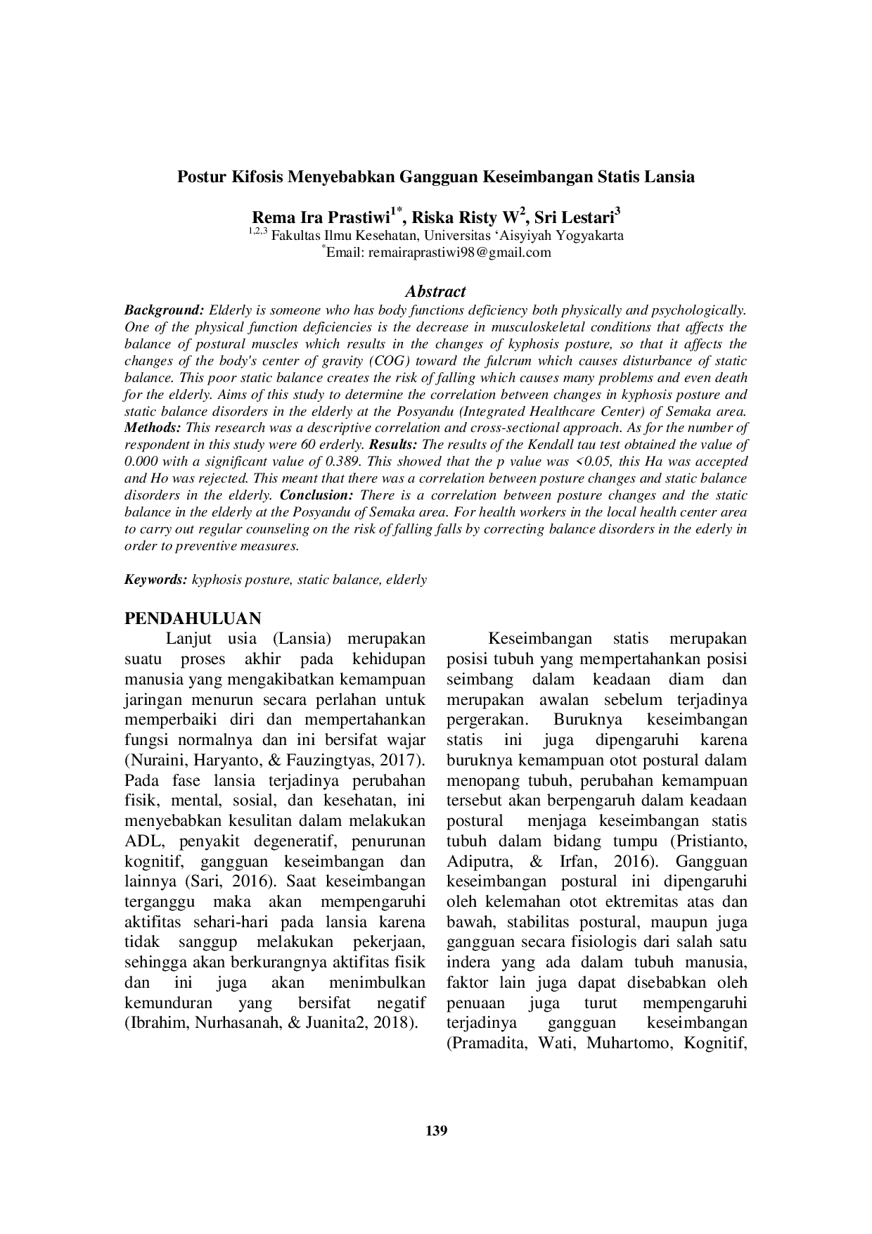 JURIS Postur Kifosis Menyebabkan Gangguan Keseimbangan Statis Lansia