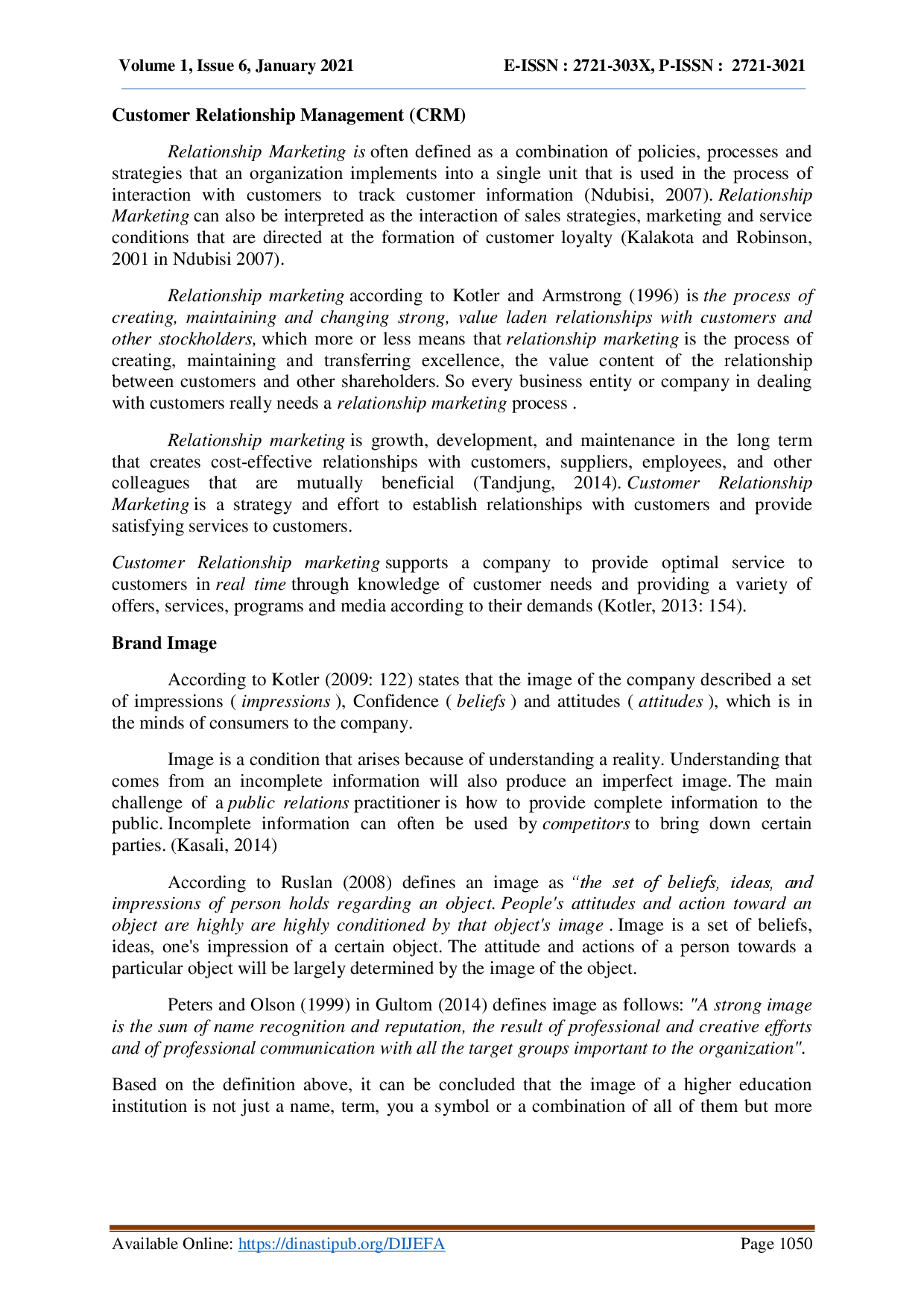 juris The Effect Of Service Quality Customer Relationship Marketing And Brand Image On Customer Loyalty And Customer Satisfaction As An Intervening Variable