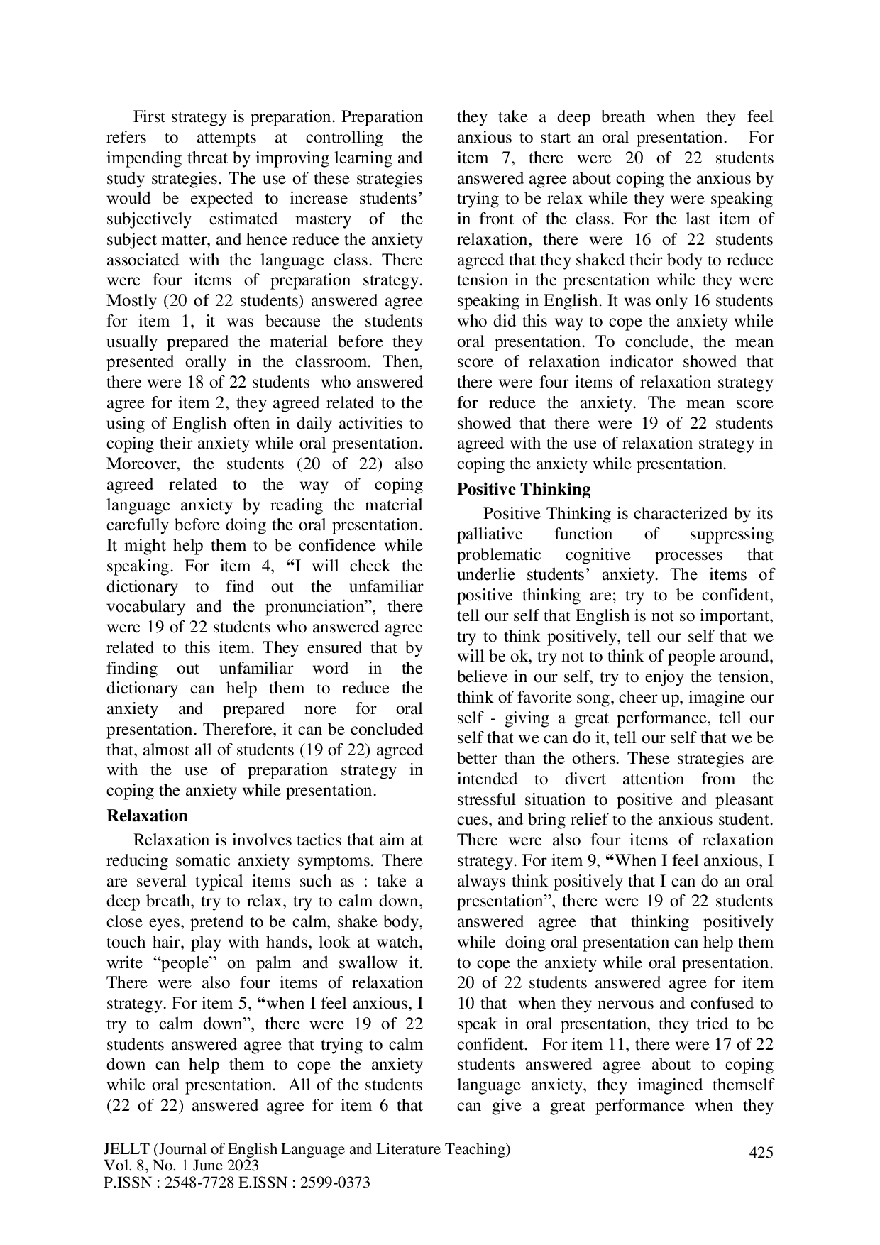 JURIS Strategies for Coping with Language Anxiety in Oral Presentation