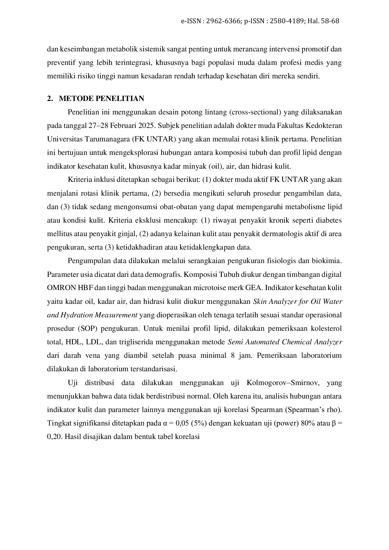 JURIS Lemak Viseral Bukan Lemak Biasa Faktor Dominan dalam Regulasi Oil Water dan Hidrasi Kulit pada Dokter Muda