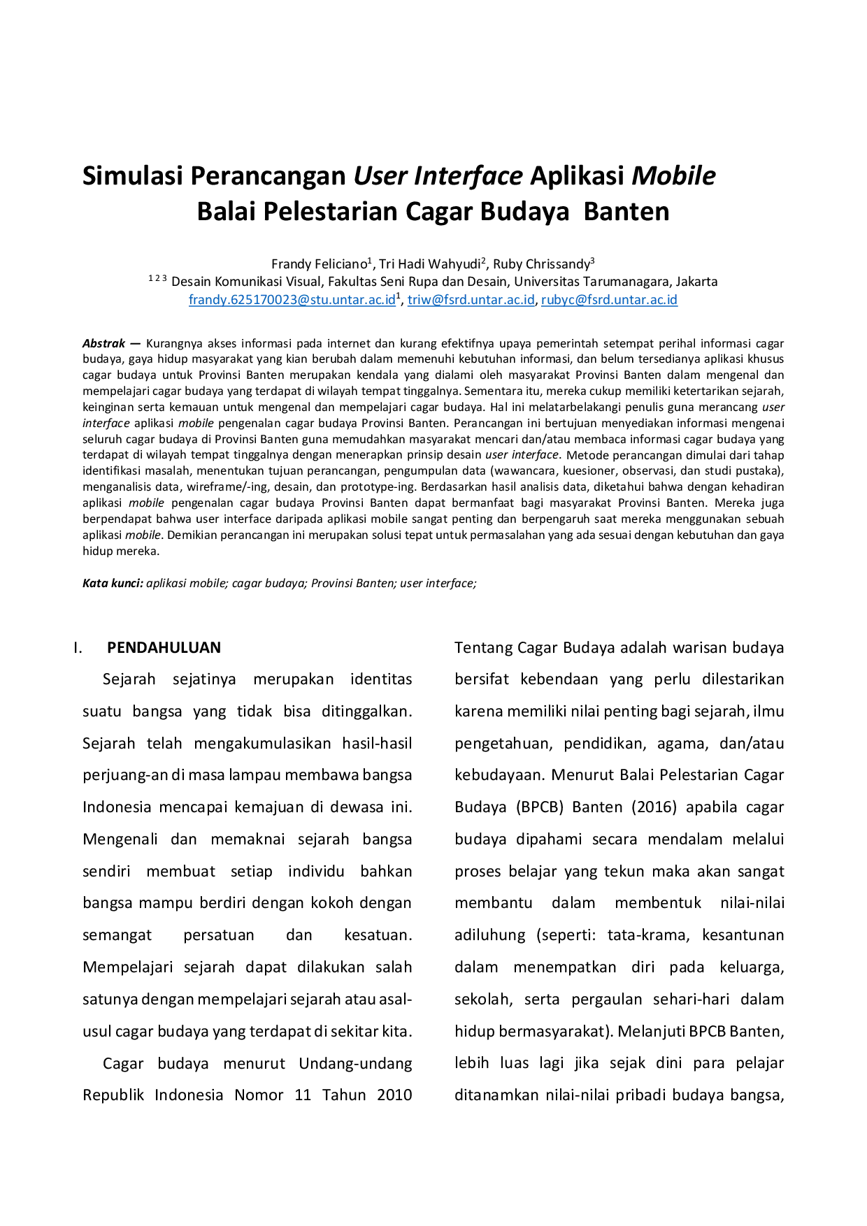 JURIS Simulasi Perancangan User Interface Aplikasi Mobile Balai Pelestarian Cagar Budaya Banten