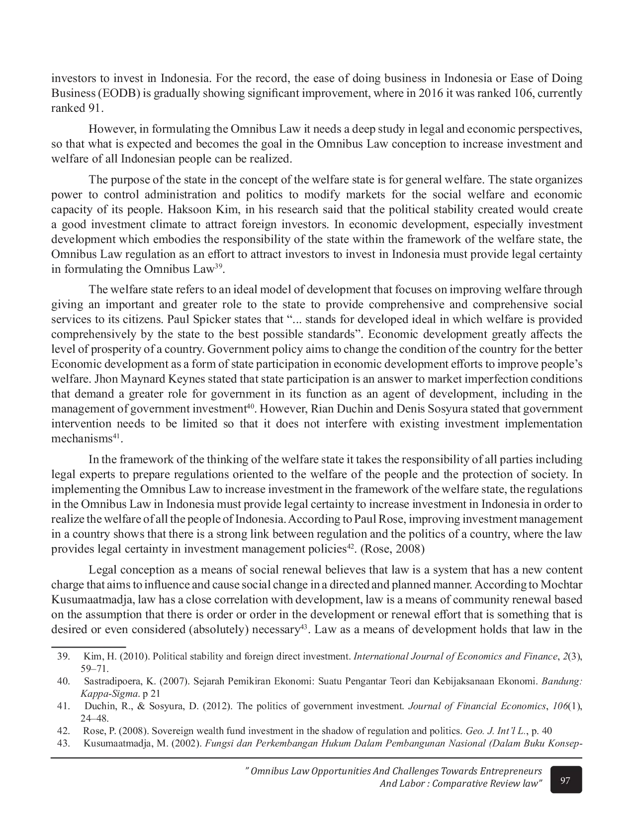 JURIS Omnibus Law Opportunities And Challenges Towards Entrepreneurs And Labor Comparative Review Law